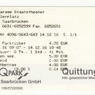 Tiefgarage Staatstheater Saarbrücken Parkticket 4096/0643/643 am 14.12.2016