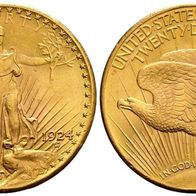USA Amerika Goldmünze 33,5 g. 20 Dollars1924 Double Eagle St. Gaudens / Liberty