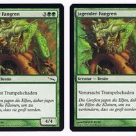 2x "Jagender Fangren" Common aus "Mirrodin", Erhaltung siehe Text