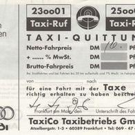 Taxi Frankfurt am Main Quittung Rechnung am 04. April 1996