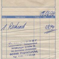 Lederwaren Diener Frankfurt am Main Quittung 00167-49 Rechnung vom 10.06.1996
