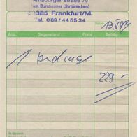 Lederwaren Diener Frankfurt Rechnung 09146-48 Quittung vom 13.10.1997