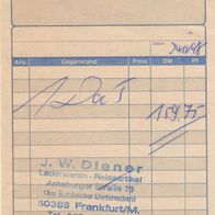 Lederwaren Diener Frankfurt Rechnung 00856-49 Quittung vom 24.04.1998