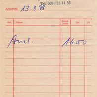 Inga Moda Frankfurt Rechnung 00891-3 Quittung vom13.08.1998