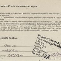 Deutsche Telekom AG Frankfurt Quittung Garantieerklärung von Mai1998