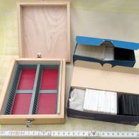 DDR Transportbox für Dias Aufbewahrungsbox aus Holz + 2 Schachteln neue Dia-Rähmchen