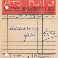 A+S Foto Frankfurt Quittung Rechnung 00827-6 vom 26.01.1998