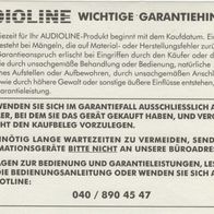 Audioline Garantiehinweis Quittung Rechnung vom 14.05.1998