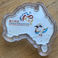 1 oz Silbermünze - Shanghai World Expo 2010 - Australien-förmig, coloriert