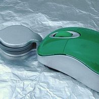 Mini Computer Mouse Maus AOK in grün USB-Anschluss Optische Optical PC Werbeartikel