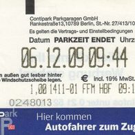 DB Bahn Park Hier kommen Autofahrer zum Zug Parkticket 0240013 Ffm Hbf vom 06.12.2009