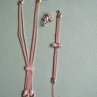 Modeschmuck Set Straß Gold 5teilig Ring Ohrstecker Armband Collier OVP