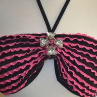 Damen Bikini Größe XL in den Farben schwarz und schwarz mit pinken Streifen