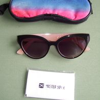 Damen Sonnenbrille Cat Eye Schwarz Beige von DM Drogerie CE Cat. 3 Etui+Tuch