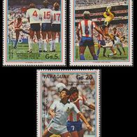 1986 Paraguay Fußball-WM Mexico 1986 Satz MiNr 4058-4060 postfrisch