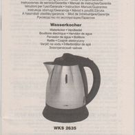 Clatronic Wasserkocher WKS 2635 Handbuch Bedienungsanleitung von Juli 2001