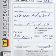 Taxi Quittung Rechnung Frankfurt am Main am 25.01.2019
