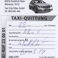 Taxi Quittung Rechnung Frankfurt am Main am 20.03.2019