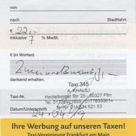 Taxi Quittung Rechnung Frankfurt am Main am 24.04.2019