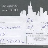 Taxi Quittung Rechnung Frankfurt am Main am 03.11.2021