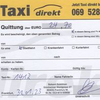 Taxi Quittung Rechnung Frankfurt am Main am 30.01.2023
