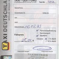 Taxi Quittung Rechnung Frankfurt am Main am 18.08.2023