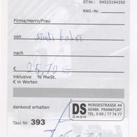 Taxi Quittung Rechnung Frankfurt am Main am 06.07.2023