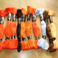 Schürer 10 x Stickgarn orange rot bunt Neu