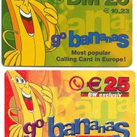 2 verschiedene Prepaid Telefonkarten - go Bananas , gebraucht und leer
