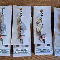 Neu 4 Cormoran Cora Tandem Fliege Silber 9cm Gr: 2 Blinker Spinner Hecht Zander