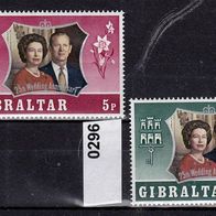 Gibraltar Mi. Nr. 295 + 296 Silberhochzeit des Königspaares * * <