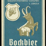 ALT ! Bieretikett "Bockbier" Goldochsenbräu † 2003 (L. Ländle) Ilshofen (BW)