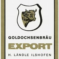 ALT ! Bieretikett EXPORT Goldochsenbräu † 2003 (L. Ländle) Ilshofen (BW)