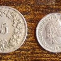 Münze Schweiz: 5 Rappen 1952