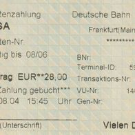 DB Deutsche Bahn Fahrkarte 702305 vom 20.08.2004