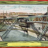 Wuppertal 1907 Schwebebahn Elberfeld Barmen Eisenbahn Straßenbahn Ansichtskarte AK