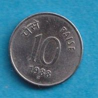 Indien 10 Paise 1988 mit Münzzeichen C