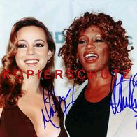 Mariah Carey & Whitney Houston -- signiertes Foto (Repro) aus Privatsammlung -al-
