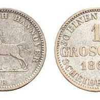 Hannover 2 Münzen 1 Groschen 1862 u. 1866 B, Sachsenroß