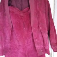 Schweinsvelour Jacke mit Rock Gr. 40 in Rot