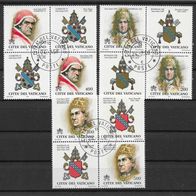 022) Vatikan 1998 Päpste Mi. Nr. 1234-36 3 4er Blöcke gestempelt