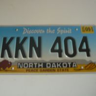 US Nummernschild North Dakota - Peace Garden State - Discover the Spirit