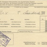 SBB Quittung für bezogene Fahrausweise und abgefertigtes Gepäck am 13. März 1975