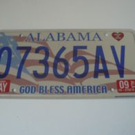US Nummernschild Alabama - God Bless America