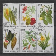 023) Vatikan 1992 Pflanzen Mi. Nr. 1064-69 6er Block gestempelt