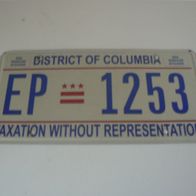 US Nummernschild Washington District of Columbia - Taxation without Representation