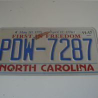 US Nummernschild North Carolina - First in Freedom