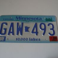 US Nummernschild Minnesota - 10000 Lakes