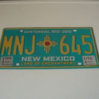 US Nummernschild New Mexico - Land of Enchantment - Centennial