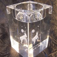 Hologramm Glas-Kerzenhalter - " Steinbock 22. 12 - 20. 01 "